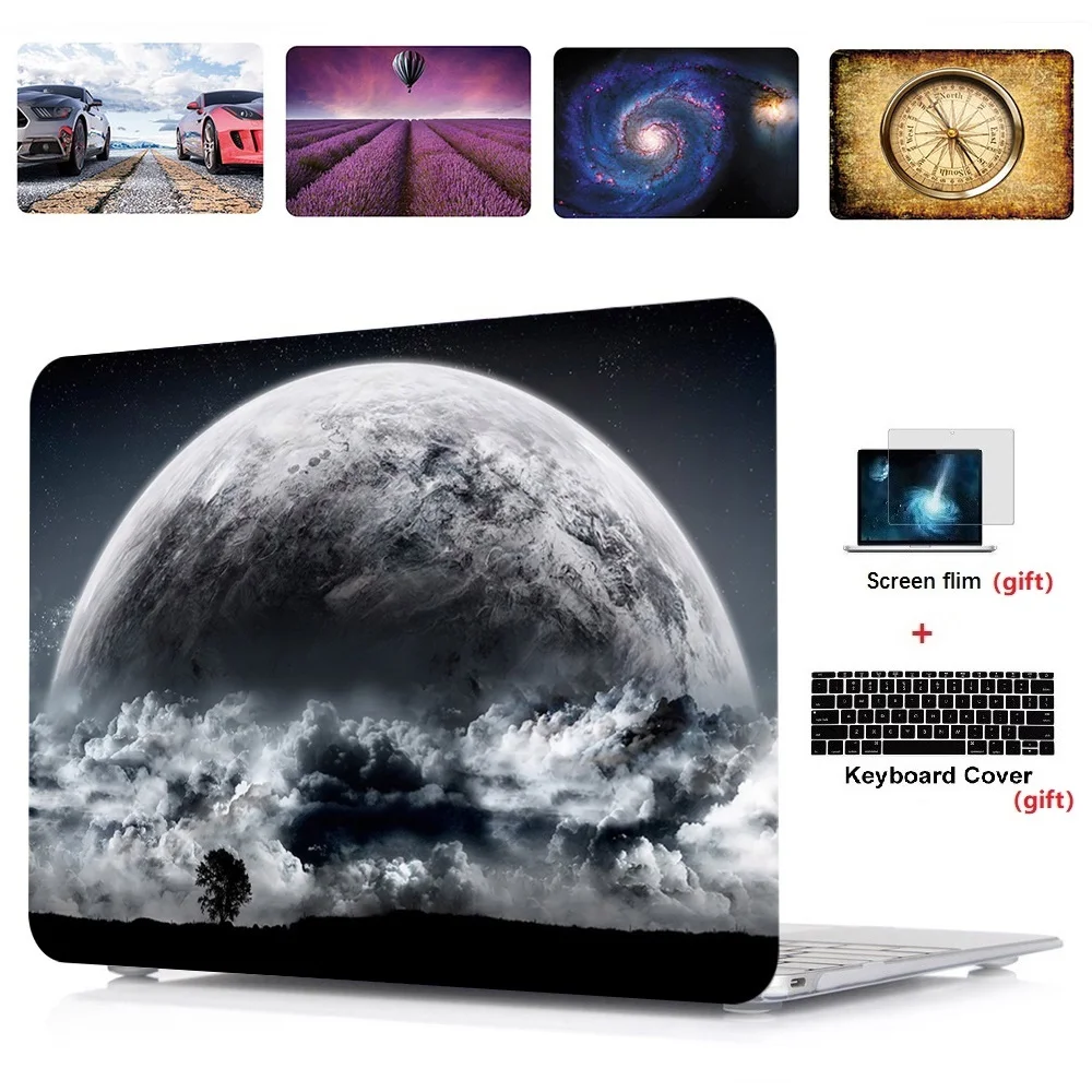 

3in1 Colors printed plastic notebook Case for Apple Macbook Air 11 13 Pro Retina Touch Bar 12 13 15 inch Laptop Case Cover Shell
