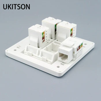 

4 Connectors Super Cat.6 RJ45 Wall Plate T568A/B CAT 6 Type Internet Face Cover