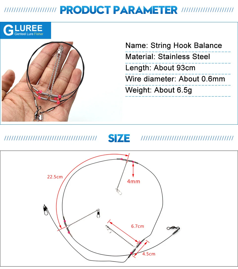 GLUREE-5Pcs-93cm-Fishing-Hook-String-Hook-Balance-Bracket-Fishing-Rigs-Wire-Leader-Anti-Winding-Fishing-Tackle-Accessories_04