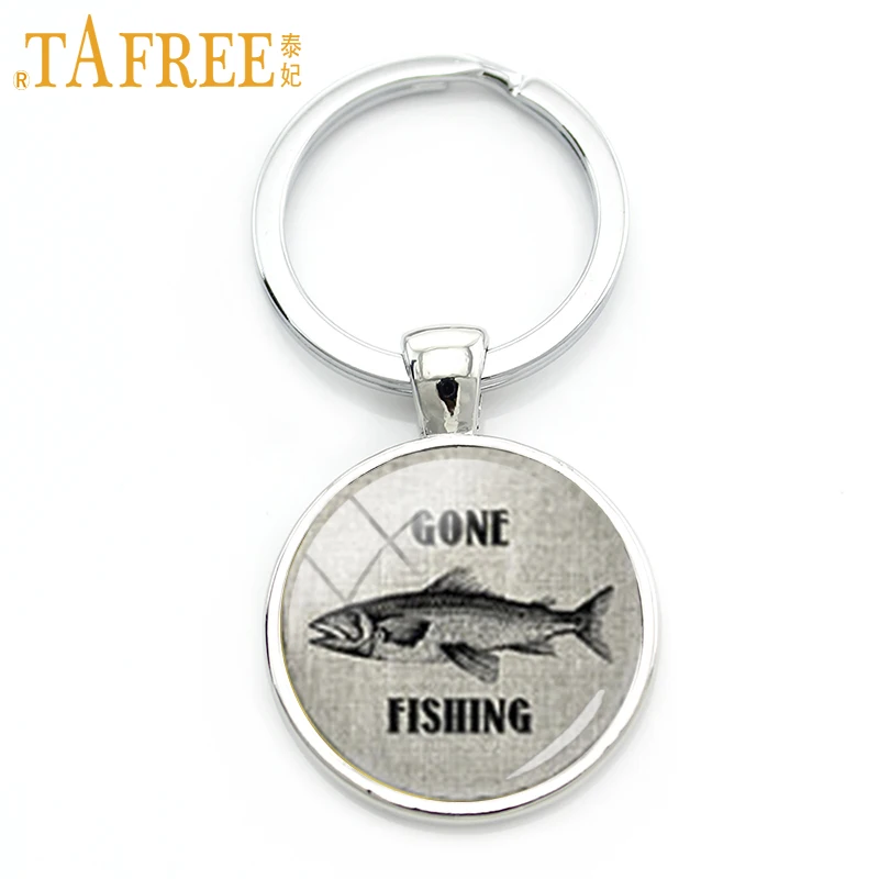 

TAFREE Gone Fishing Key Chain Vintage Interesting Fish Character Picture Keychain Charm Of Marine Life Gift for Him KC228