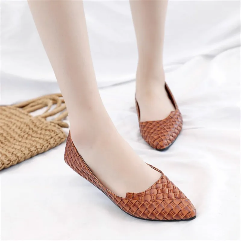 

COOTELILI Women Flats Weaving Woman Loafers Pointed Toe Spring Autumn Flat Slip on Shoes Zapatos Mujer Summer 35-40