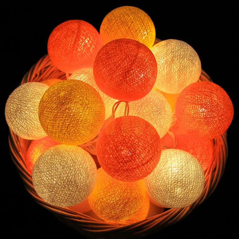 

Orange/Yellow/White Cotton Balls LED String Fairy Christmas Holiday Garlands Lights Guirlande Lumineuse Wedding Party Decoration