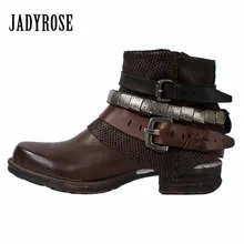 Jady/розовые женские ботильоны из натуральной кожи в стиле панк; короткие ботиночки с украшением в виде цепочки; женская обувь на плоской резиновой подошве; женская обувь на платформе