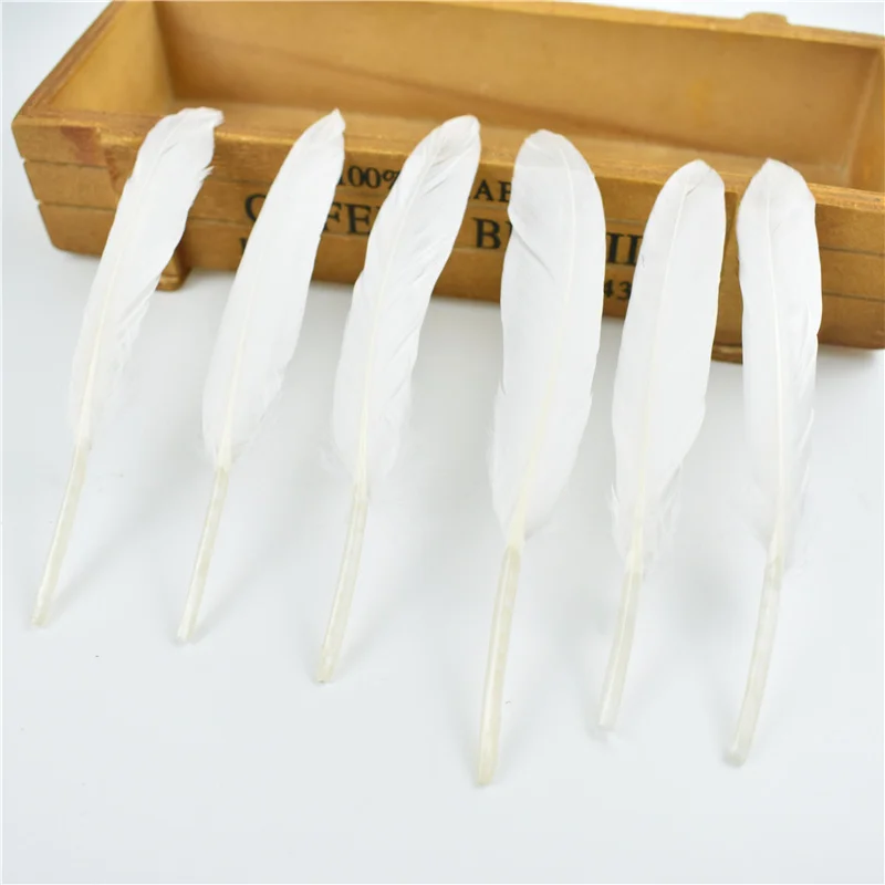 Золото окунутые серебряные перья гусиные перья для рукоделия 10-15 см/4-6 дюймов натуральные перья фазана для изготовления ювелирных изделий - Цвет: White