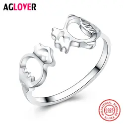 925 стерлингового серебра Симпатичные кольца очаровательны сердце Форма перстни для Для женщин геометрический кольца ювелирные изделия