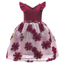 2019 Летние Детские платья для девочек, платье принцессы, свадебное платье с цветочным рисунком для девочек, детское вечернее платье для