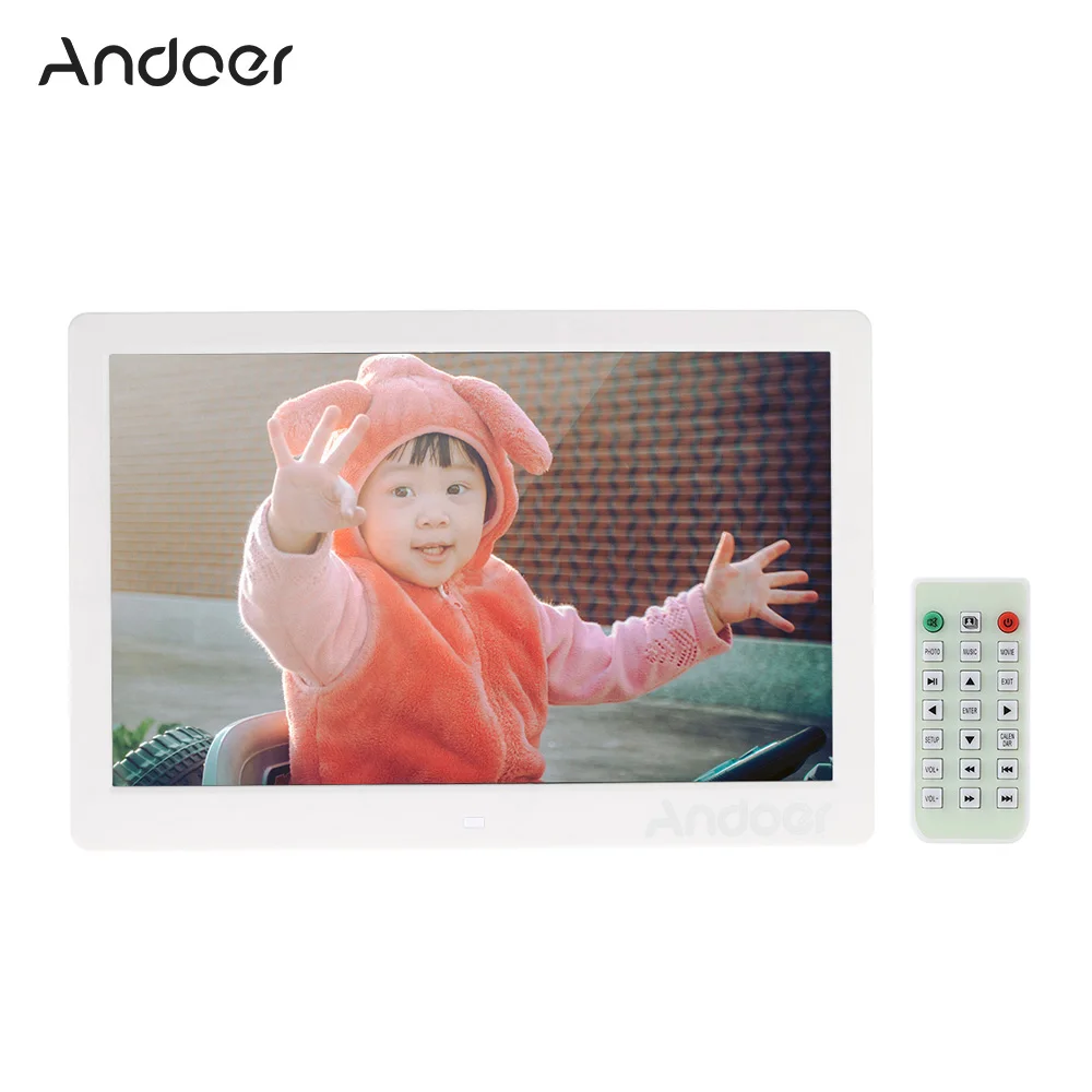 Andoer 1" TFT светодиодный цифровая фоторамка фотоальбом 1280*800 Дистанционное электронное изображение рамки MP3 MP4 видеопроирыватель будильник