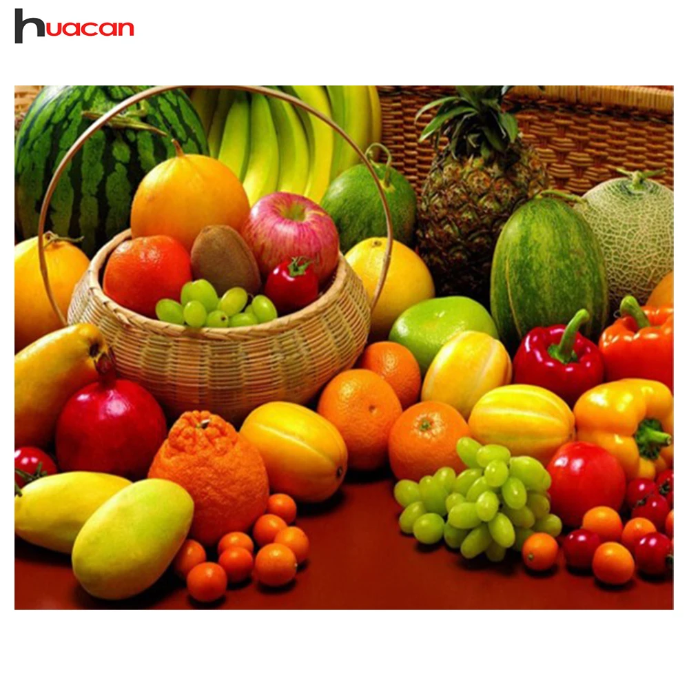 

Huacan DIY Diamond Embroidery Fruits 3D Diamond Painting Cross-Stitch Kits Needlework Home Decor Picture Mosaic