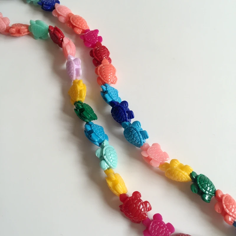15*10MM 60Pcs/2strands Mix Color Turtle Shape Resin Animal Loose Bead