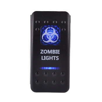 

5 Pins DC 12v-24v Blue LED Zombie Light ON-OFF Rocker Switch for Marine RV Boat Car (S1007) A30