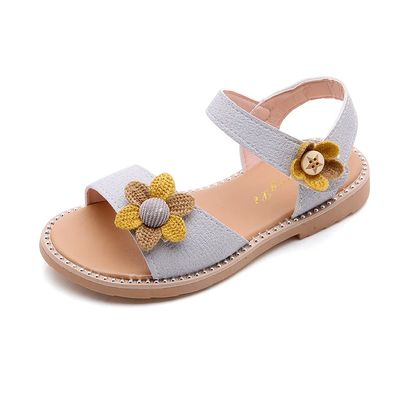 Сандалии для девочек; детская обувь принцессы с цветочным принтом; пляжная обувь; летние сандалии для девочек; модная детская обувь