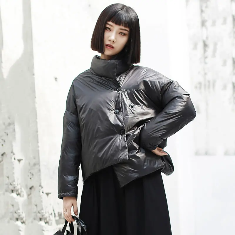 Zll2454 Pleine Le 2018 Nouveau xitao Black Bas Boutonnage Double De Mode Automne Femmes Vers Asymétrique Manteau Cauasl Manches Solide Couleur Corée wEpqn0Hvp
