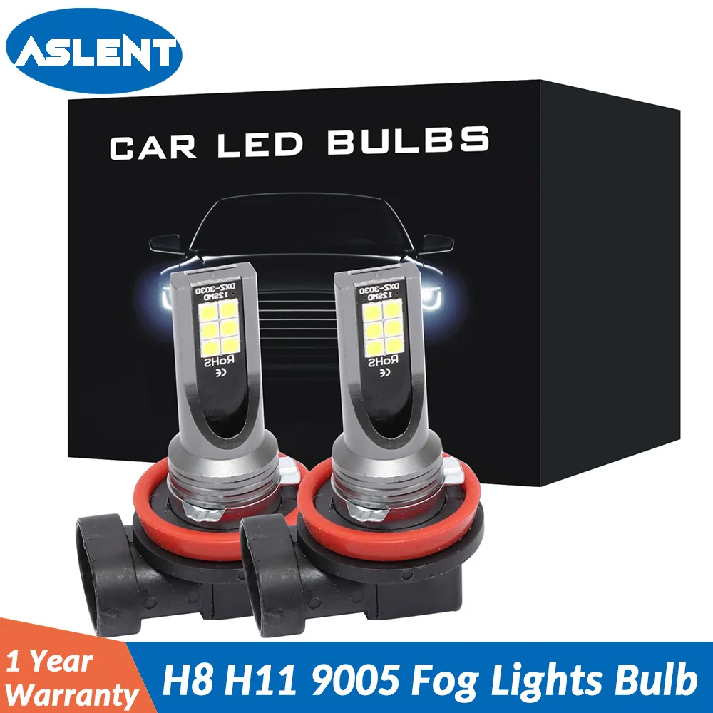 

2Pcs H8 H11 Led Fog Lights Bulb 9006 9005 H1 H3 H4 H7 3030 12SMD 1600LM 6500K White Car Driving Running Lamp Auto Light 12V 24V