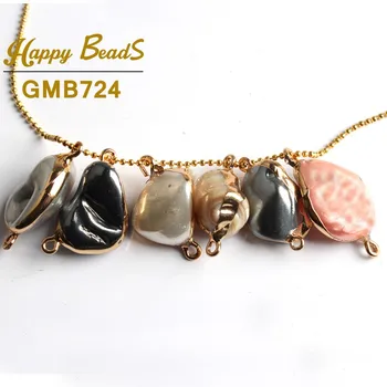 

Natural Irregular Baroque Shell Pendant Gold Rim Beads 6 Colors High Quality For Jewelry Making DIY Mop Pearl Pendant Necklace
