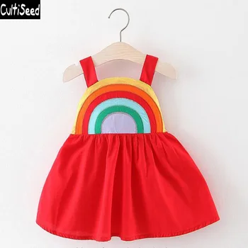 

Culitseed Baby Girl Dress 2020 Baby Children Summer Color Rainbow Spaghetti Strap Party Dress Kids Casual Cute Dress Baby Dress