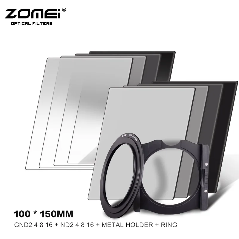 

Zomei Square 100mm *150mm Neutral Density Filter Full Color Grey ND2 ND8 Gradient ND4 ND16 Set for Cokin Z