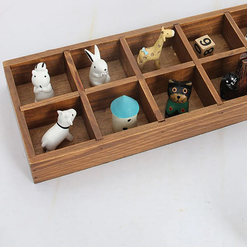 1 unid vintage clásico 10 rejas cosméticos organizador Creative sundries caja de almacenamiento madera cosmética organizador almacenamiento JL 0916