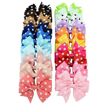 

40Pcs/lot 3.1'' Bow baby hair clip printed with bow hairpin duckbill folder children headdress dot pattern Popular hair clip A02