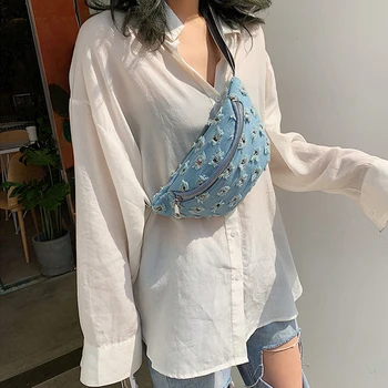 

Denim Waist Bags Women Casual Travel Ladies Belt Crossbody Bag Women's Chest Bag Fashion Shoulder Bags Fanny Pack Female Purse