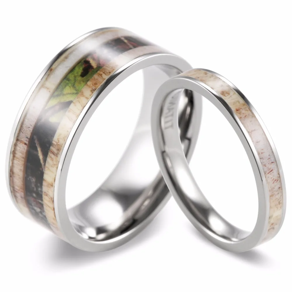 

SHARDON Couples Wild Antler Camo Ring Set Mossy Oak Camo & Wild Antler Titanium Rings(2pcs) Fashion lovers rings Jewelry