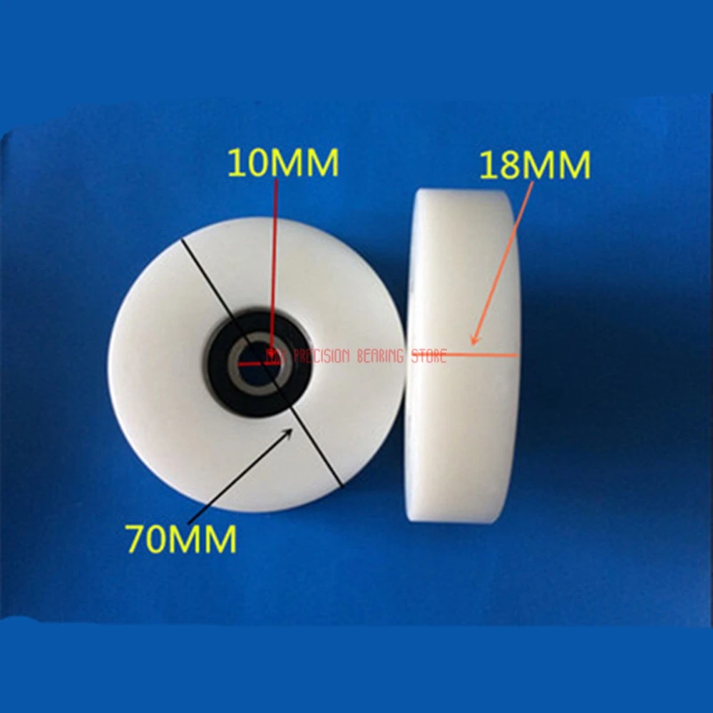 Пластиковый подшипник колеса роликовый шкив 10*70*18 мм 6200 пластиковый нейлонный шкив с подшипником полиуретан для плоских Гладкий ролик