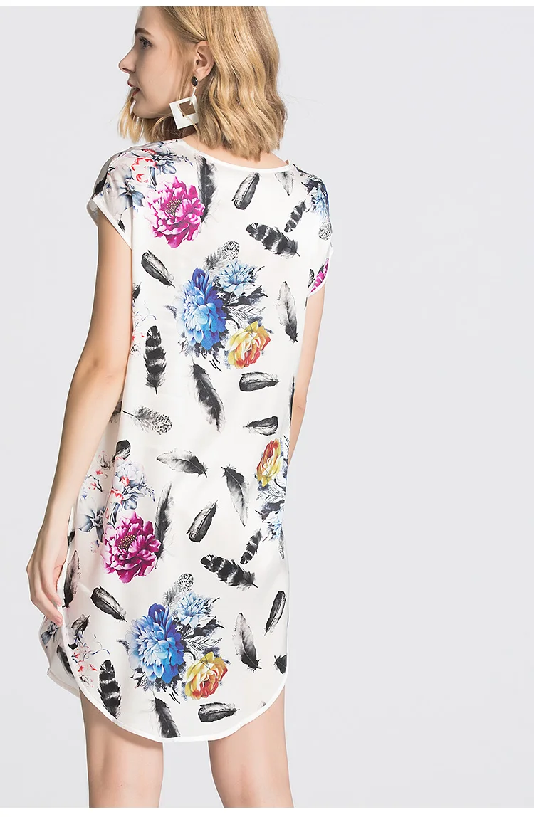 Женское шелковое платье из натурального шелка с цветочным принтом, рукав «летучая мышь», платье из мягкого атласа, шелковое платье, весна-лето, белое
