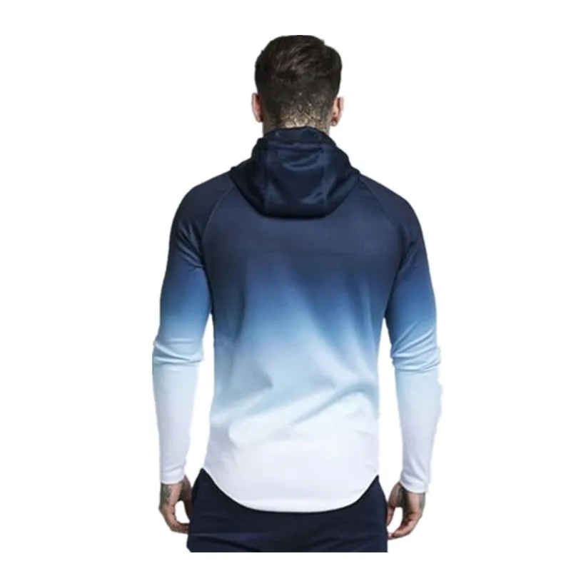 New men's fall 2019 casual slim stretch zip-up hoodie outdoor running workout Gyms workout hoodie m-xxl