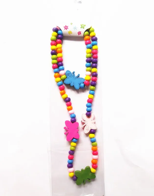 22 стиля сова кролик дизайн деревянное ожерелье браслет(1 браслет+ 1 ожерелье) Дети День рождения модные ювелирные изделия - Окраска металла: butterfly