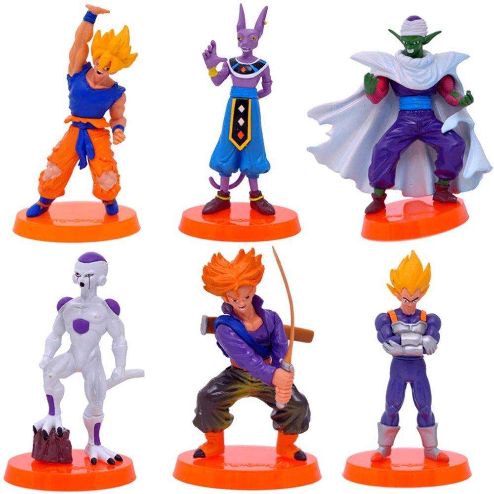 WHSSXZ 6pcs Dragon Ball Z Action Figures Trunks Beerus Son Goku Piccolo Freeza Vegeta Dragonball PVC Model Toy | Игрушки и хобби