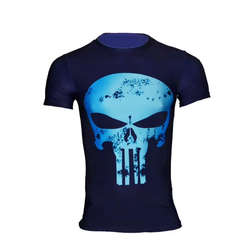 Каратель Забавные футболки 3D мужские футболки с принтом рубашка для пробежек сухой Fit сжатия колготки для новорождённых короткий рукав Рашгард для мужчин тренажерный зал