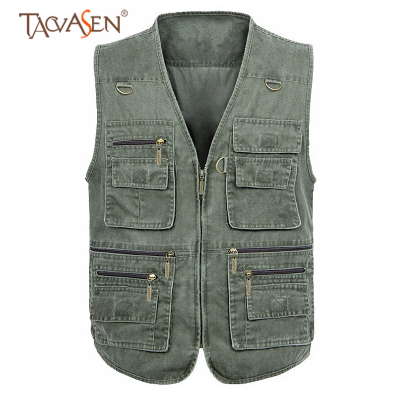 TACVASEN Denim Vest Men Big Size Travel Vest Outdoor Cooling Hiking Vest Photographer Waistcoat Cowboy Vest Summer Hunting Vests