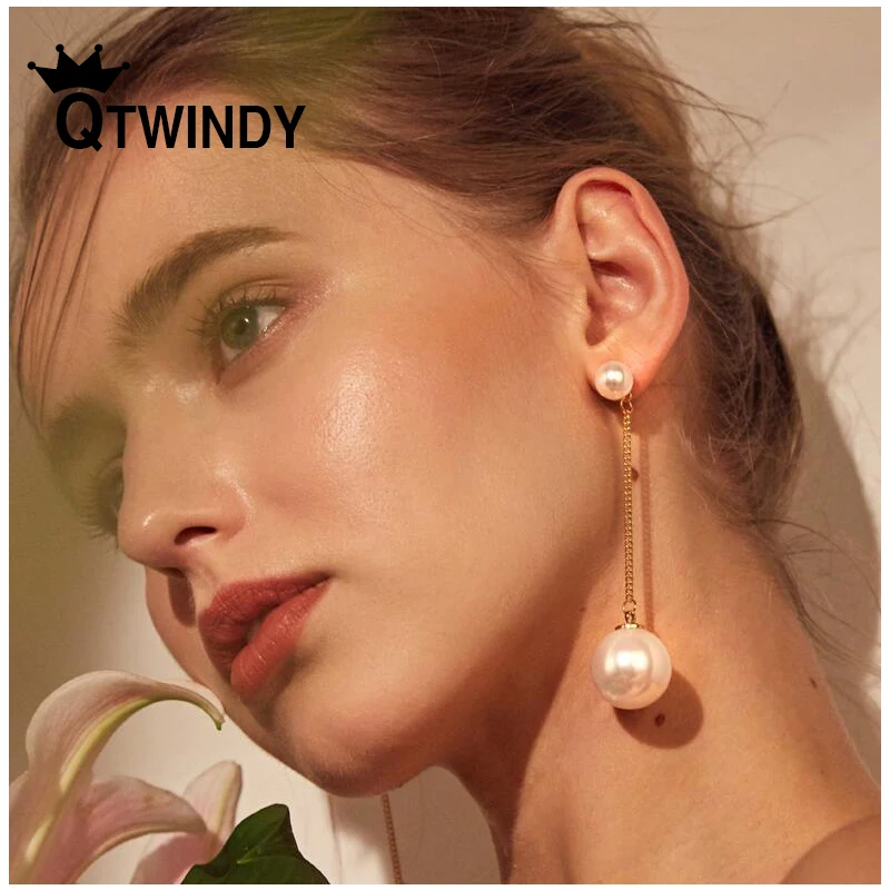 

Bohemian Geometric Simulated Pearl Earrings pendientes Round Ball Earrings for Women boucle d'oreille femme Wedding Party Gift