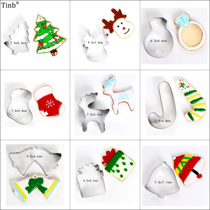 

3D Stainless Steel Cookie Cutter Christmas Tree Santa Claus Cookie Stamps Bakeware Cookie Mold Cake decorating tool Biscuit Mold