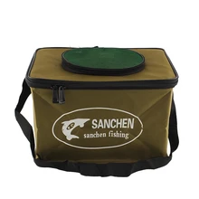 Good deal color random Fabric Portable Canvas square Fish Bucket Tackle Box Water Pail for Fishing Outdoors Fishing Bag