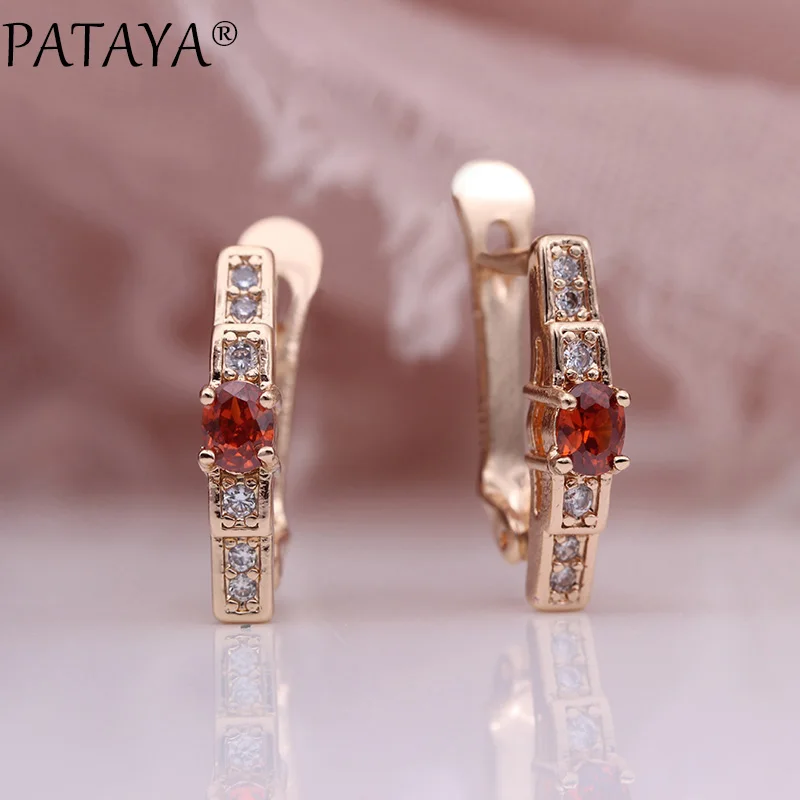 PATAYA New Oval Green Earrings Women Fashion Wedding Cute Fine Jewelry 585 Rose Gold Multicolor Natural Zircon Dangle Earrings - Image 4