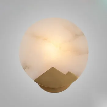 

Post-modern round marble golden wall bedroom wall decoration creative bedside lamp American minimalist corridor small wall lamp