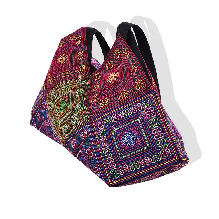 

New National Trend Embroidery Rice dumplings Shoulder Bag Tote Handmade Embroidered Ethnic Characteristics Nice Women Handbags