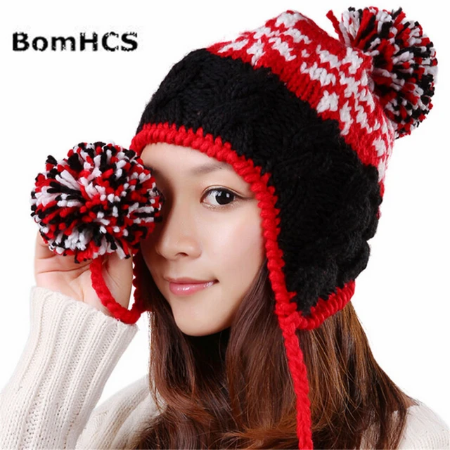 BomHCS – bonnet tricoté en mosaïque pour femme, chapeau chaud d'hiver, de  Style ethnique, Crochet, fait à la main, 100% - AliExpress