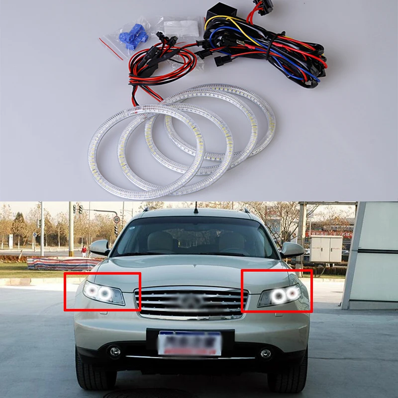

Super bright red blue yellow white 3528 smd led angel eyes halo rings car styling for nissan INFINITI FX35 FX45 2003 - 2008