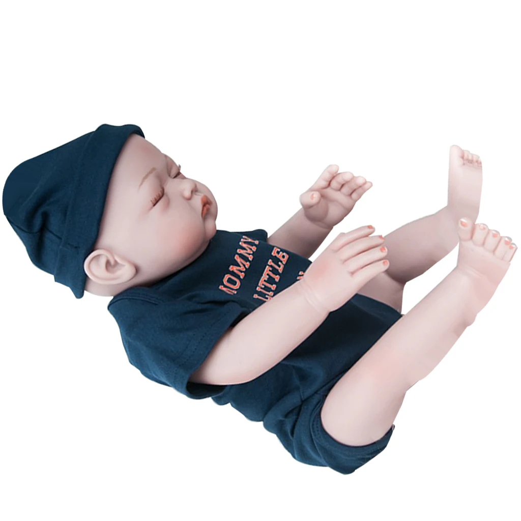 MagiDeal Life Size Realistic Soft Vinyl Newborn Baby Boy Doll in Rompers Hat