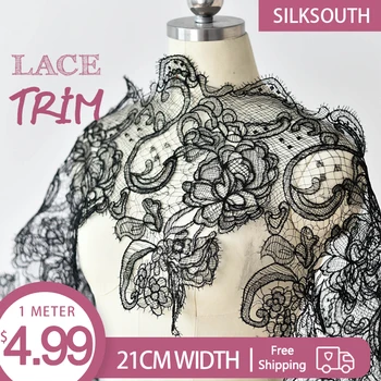 

1M Hollow Embroidery Dress Lace Handmade DIY Accessories Clothing Accessories Material Fabric Black