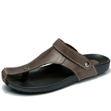 Летние модные повседневные мужские сандалии из натуральной кожи; мужские сандалии для улицы; сандалии отдых; zapatos hombre; Вьетнамки в римском стиле