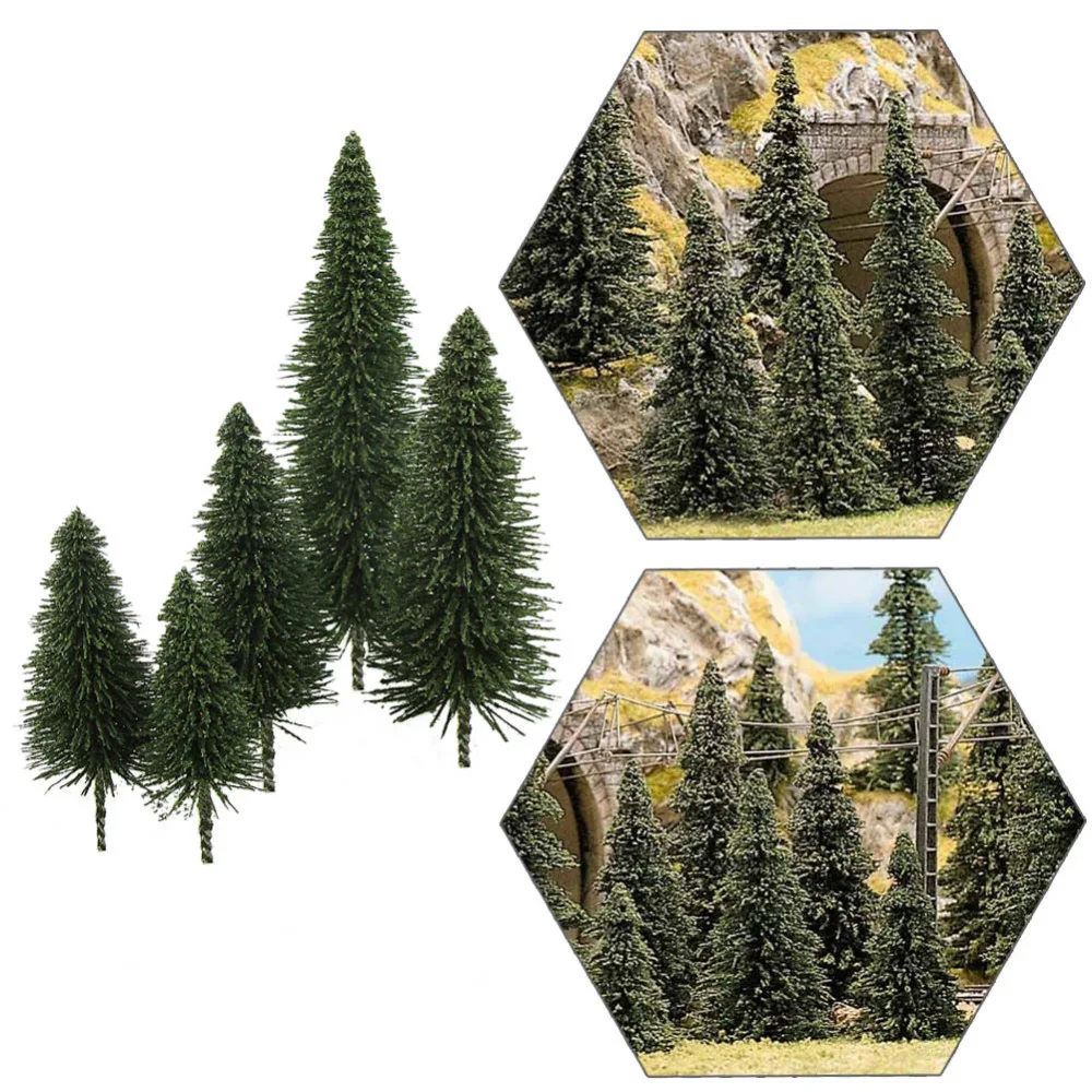 

S0804 40pcs Miniature Scenery Model Pine Trees Deep Green Pines For HO O N Z Scale Model Railway Layout