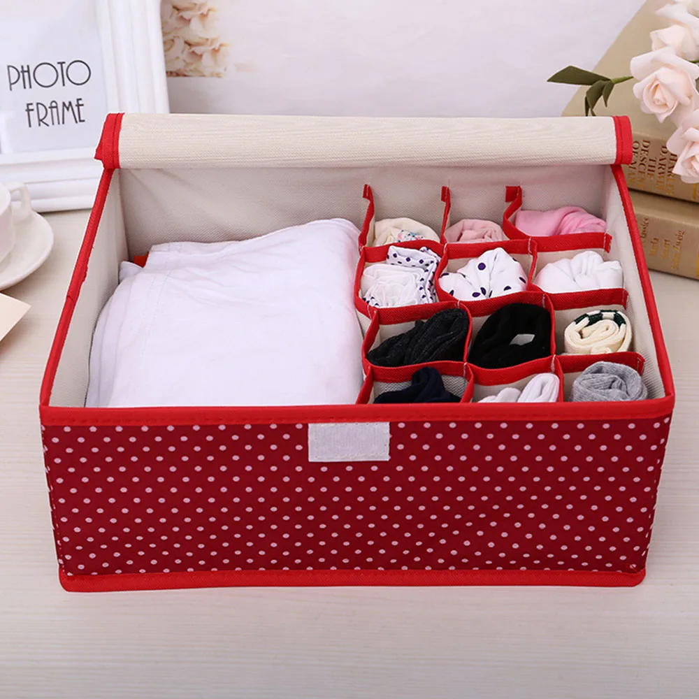 18 Gird Drawer Closet Organizers Boxes For Underwear Bra Home Storage Non-woven Scarfs Socks Bra Organizer Storage Box