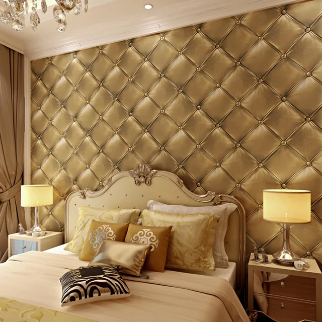 Luxe Europese Stijl 3D Stereo Lederen Behang Slaapkamer Bed ... Luxe Europese Stijl 3D Stereo Lederen Behang Slaapkamer Bed ...