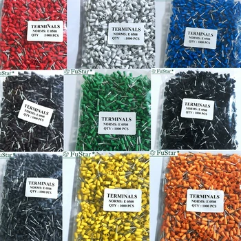

1000pcs E0508 Tubular Wire Cold Pressure Connector Electrical Terminals Cable Crimps Wire Ferrules For 0.5mm2 22 AWG Wire VE0508