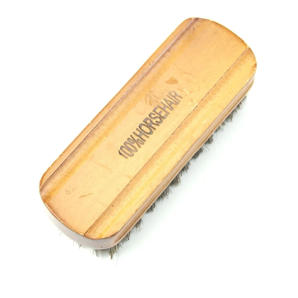 

E74 Middle Wood Horse Hair Bristles Shoe Polish Buffing Brush Boot Care Clean Wax