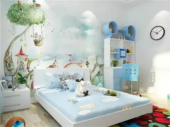 

3d room wallpaper custom size mural non-woven wall sticker Korean little girl swing castle painting photo wallpaper for walls 3d