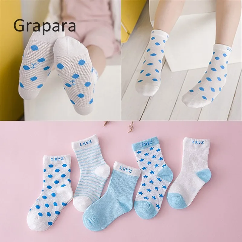 5 Pairs/Lot Children's Sock Kids Baby Girls&Boy Socks Cute Dot Striped
