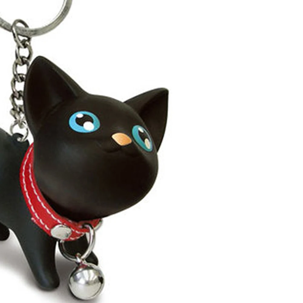 Виниловые Стразы в виде улыбающегося кота, брелок для ключей, кошелек, сумка, автомобильный брелок, модные ювелирные изделия, подарок M8694 - Цвет: Черный
